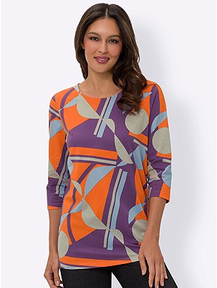 Printed 3/4 Sleeve Tunic product image (599481.LIPR.2S)