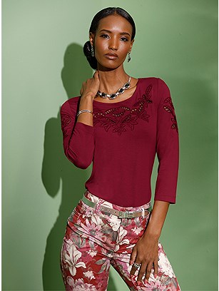 Lace Detail Shirt product image (599487.DKRD.1.1_WithBackground)