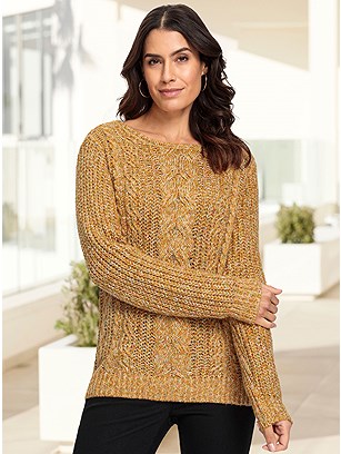 Mottled Cable Knit Sweater product image (599592.OCMO.1S)