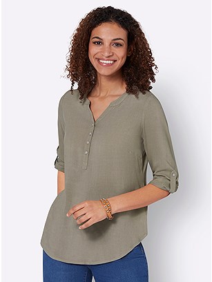 Tab Sleeve Tunic product image (599630.DKBR.2.1_WithBackground)