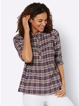 Tab Sleeve Plaid Blouse product image (600030.MVSE.2.1_WithBackground)