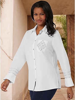 Embellished Button Up Blouse product image (600416.EC.11S)