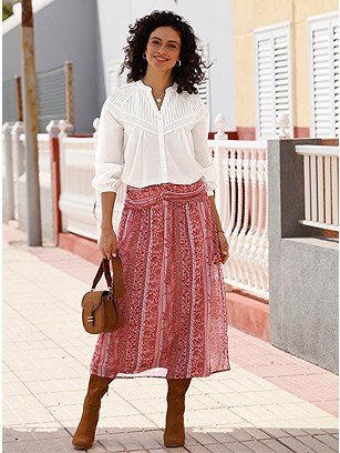 Boho Print Midi Skirt product image (600444.RWPR.4.1_WithBackground)