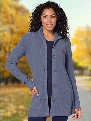 Ribbed Button Up Cardigan product image (601578.PWBL.1S)