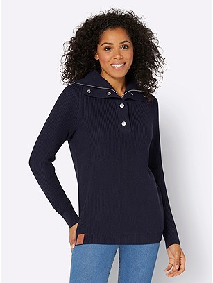 Ribbed Troyer Collar Sweater product image (601591.NV.1.1_WithBackground)