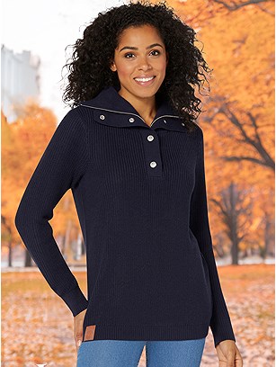 Ribbed Troyer Collar Sweater product image (601591.NV.1SS)