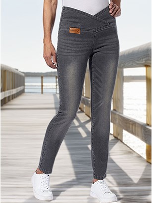 Overlap Waistband Skinny Jeans product image (601592.CHGY.22S)