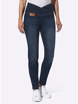 Overlap Waistband Skinny Jeans product image (601592.DKBL.2.1_WithBackground)