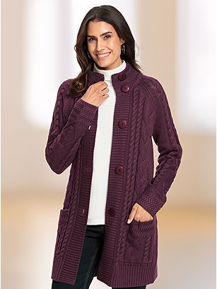 Chunky Knit Long Cardigan product image (602203.BU.1S)