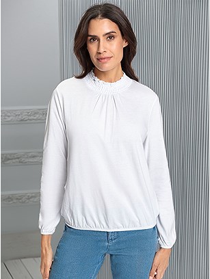 Smocked Stand Up Collar Shirt product image (603053.WH.1S)