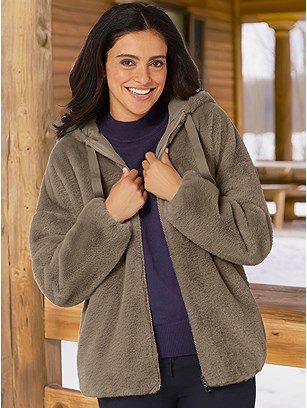 Faux Fur Zip Jacket product image (608326.DKBR.2S)