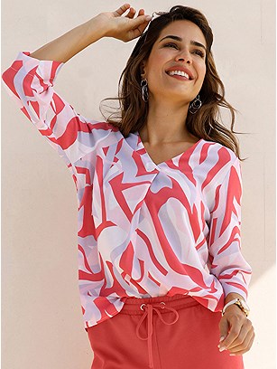 Printed V-Neck Blouse product image (618322.YLPR.18S)