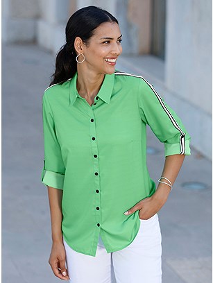 Contrast Stripe Button Up Blouse product image (618334.AG.1.1_WithBackground)
