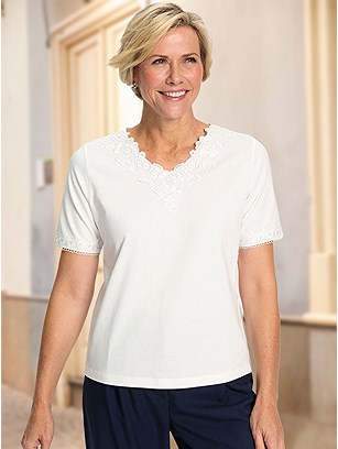 Lace Trim V-Neck Shirt product image (618412.EC.11S)