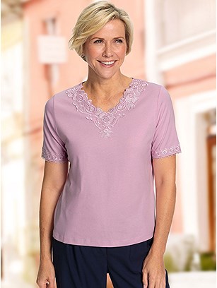Lace Trim V-Neck Shirt product image (618412.RS.11S)