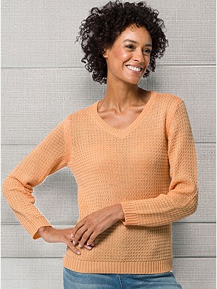 Textured V-Neck Sweater product image (618451.AP.111S)