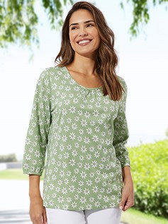 Link. floral 3/4 sleeve shirt (Product Display 37218) image - mobile.