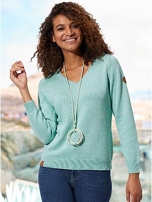 Ribbed V-Neck Sweater product image (618636.GRMO.18S)