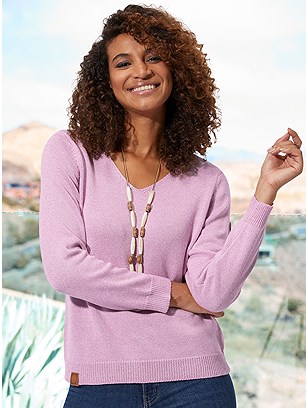 Ribbed V-Neck Sweater product image (618636.OCCK.11S)