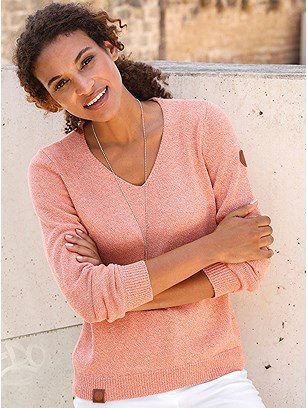 Ribbed V-Neck Sweater product image (618636.PYMO.11S)