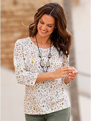 3/4 Sleeve Floral Print Shirt product image (621752.ECPR.1.1_WithBackground)