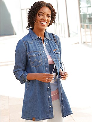 Denim Snap Button Tunic product image (622383.FADE.11S)