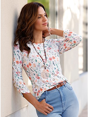Floral 3/4 Sleeve Shirt product image (622785.ECPR.1.1_WithBackground)