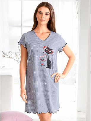 Cat Print Nightgown product image (772253.GY.1.1P)