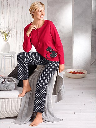 Cat Applique Pajama Set product image (832502.RD.1.1_WithBackground)