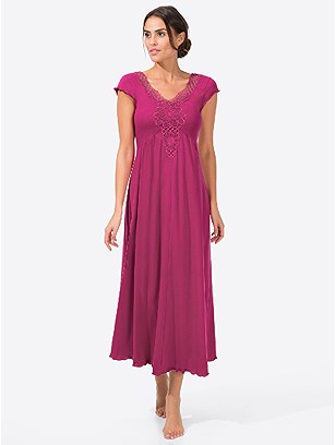 Lacy V-Neck Nightgown product image (979890.RD.3.1_WithBackground)