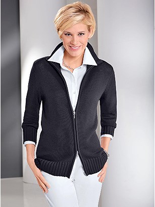 Two Way Zip Up Cardigan product image (B67000.BK.1.25_WithBackground)