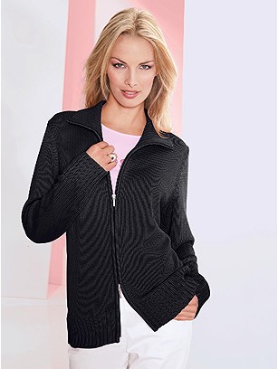 Two Way Zip Up Cardigan product image (B67000.BK.2.23_WithBackground)
