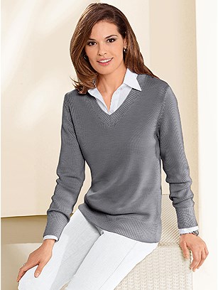 V-Neck Sweater product image (B67004.GYMO.1.10_WithBackground)