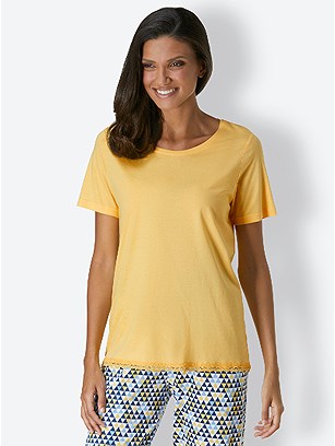Lace Hem Short Sleeve Pajama Top product image (C20866.YL.1.5_WithBackground)