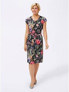 Floral Print Tie Belt Dress product image (C24719.BKPR.1.J)