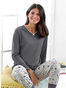 Lace Trim Pajama Top product image (D70604.CHAR.1.2M)