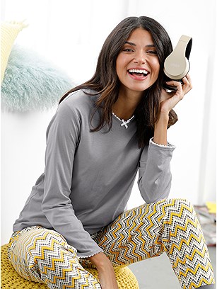 Lace Trim Pajama Top product image (D70604.STGY.1.2M)