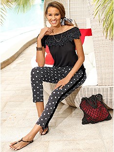 Polka Dot Elastic Waistband Pants product image (D80015.BKPR.1.1_WithBackground)