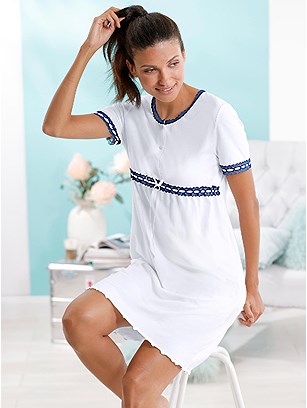 Lace Trim Nightgown product image (E32370.WH.1.6_WithBackground)