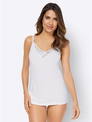 2 Pk Lace V-Neck Camisoles product image (F02807.WH.1.1_WithBackground)