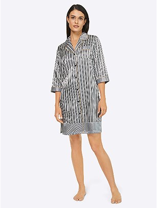 Printed Button Up Nightgown product image (F05342.BWPR.1.1_WithBackground)