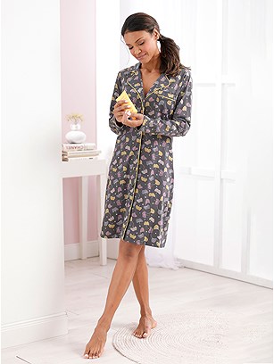 Floral Button Up Nightgown product image (F05670.CHAR.J)