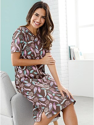 Feather Print Nightgown product image (F09870.BRRP.1.8_WithBackground)
