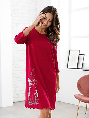 Cat Print Nightgown product image (F09883.RD.J)
