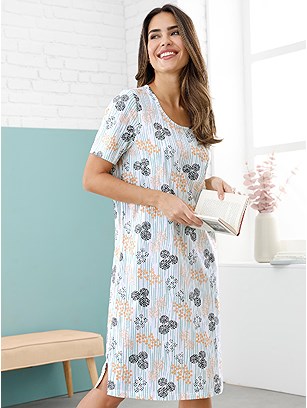 Printed Short Sleeve Nightgown product image (F09885.ECCH.1.8_WithBackground)